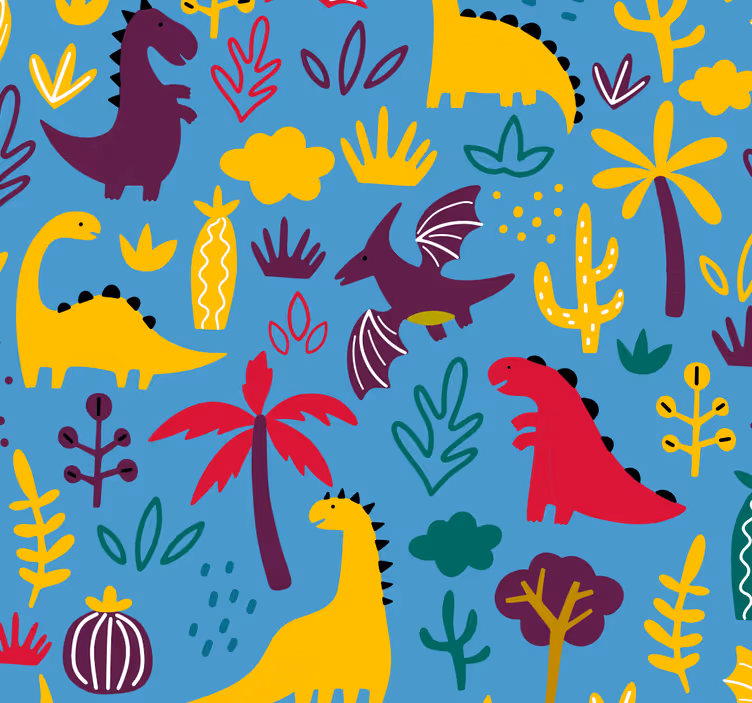 Dinosaur Fauna cute animal wallpaper - TenStickers