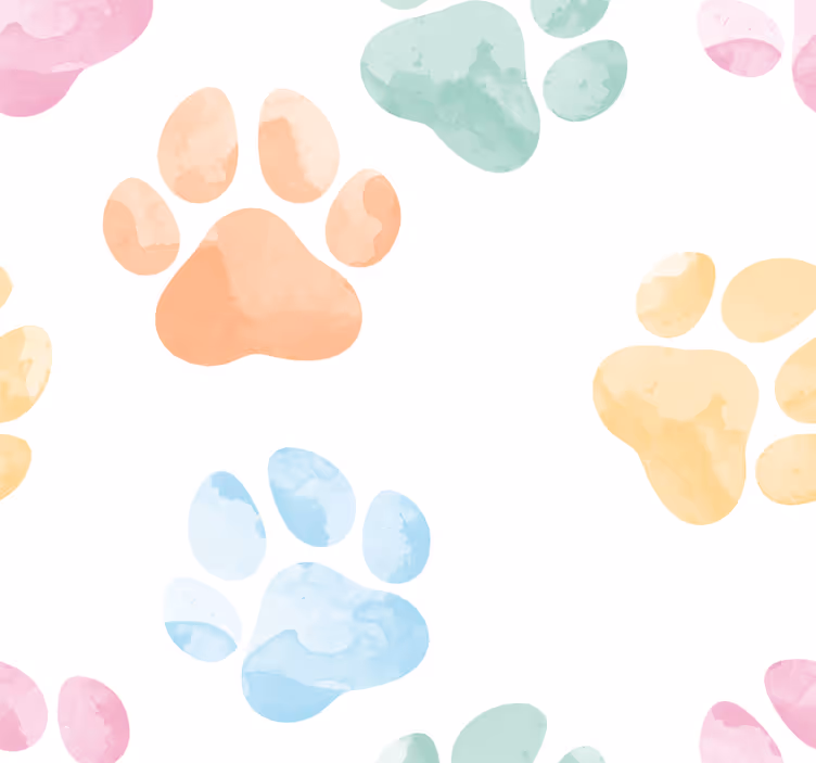 Pastel Paw Prints wallpaper of a dog - TenStickers