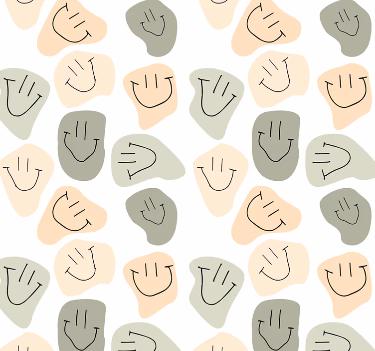 Abstract Smiley Patterns art deco wallpaper - TenStickers