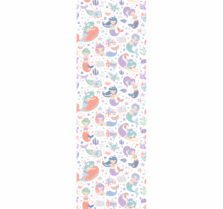 Mermaid Underwater Scene cute animal wallpaper - TenStickers