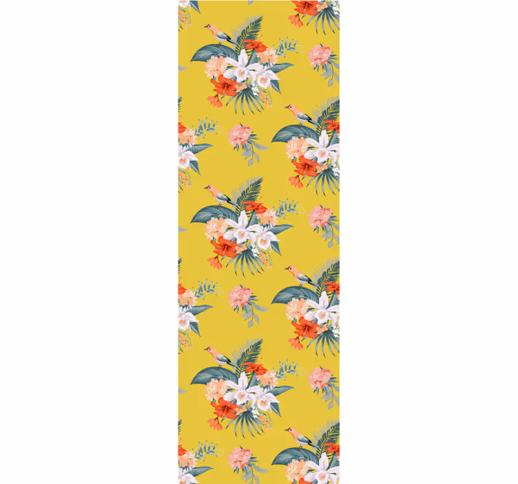 Bouquet on yellow background flowers wallpaper - TenStickers