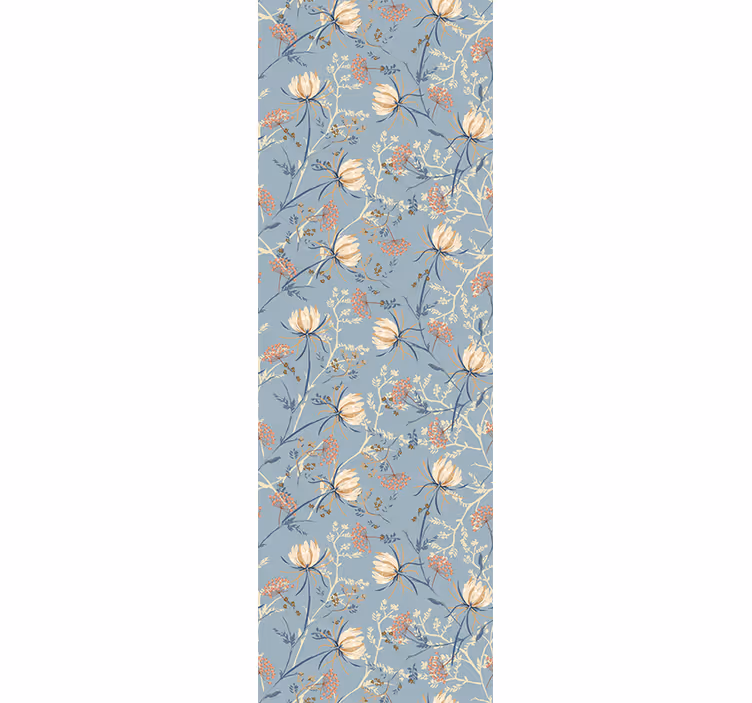 Blue nature scene flowers wallpaper - TenStickers