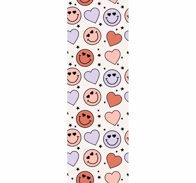 Smiley heart motif teenage bedroom wallpaper - TenStickers