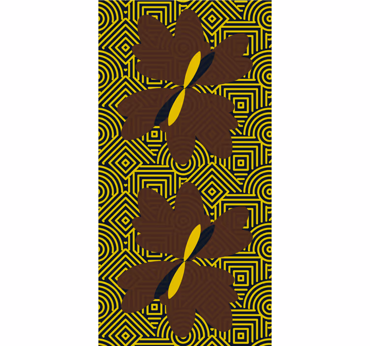 Yellow and brown pattern wallpaper flowery - TenStickers