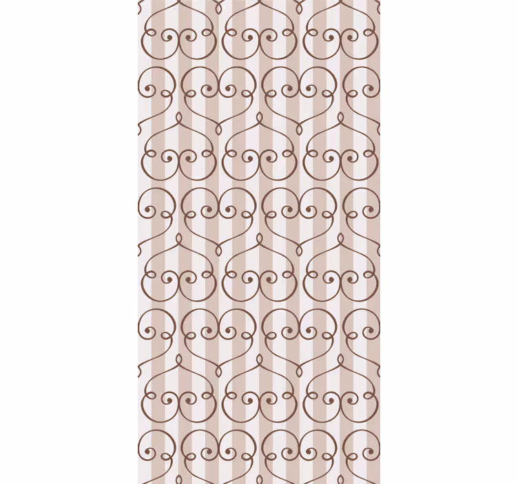 Brown heart design vertical striped wallpaper - TenStickers