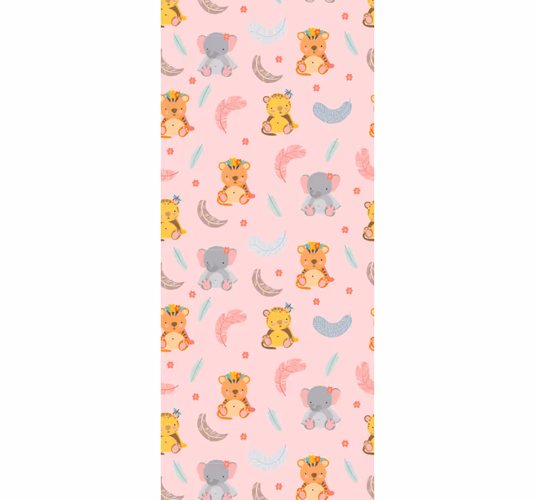 Baby jungle animals wallpaper for the nursery - TenStickers