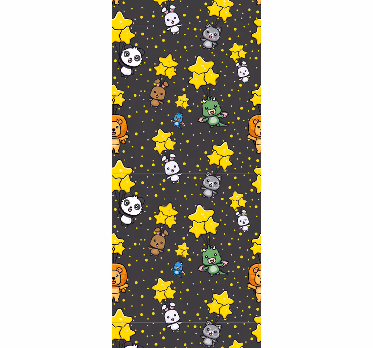 Baby animals and stars wallpaper for the nursery - TenStickers