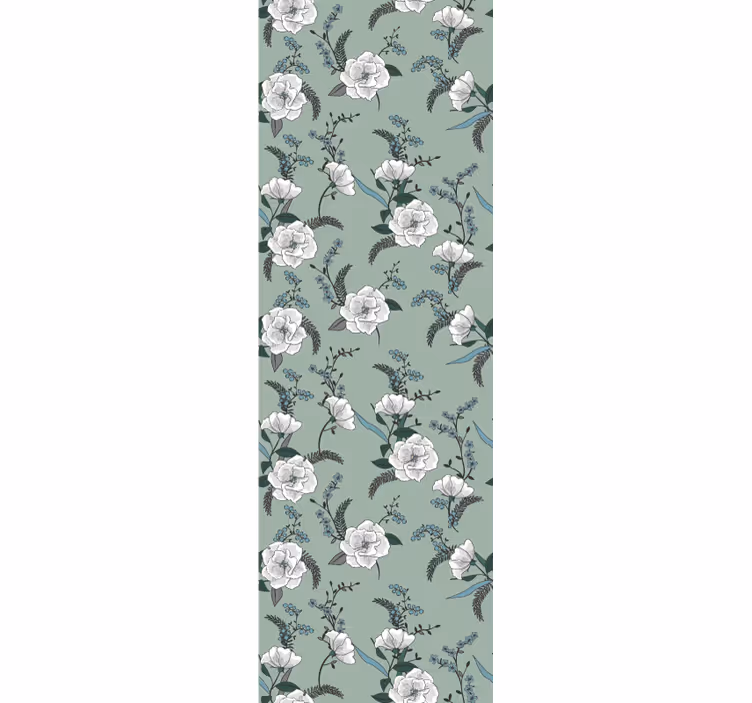 Elegant blossom green motif flowers wallpaper - TenStickers