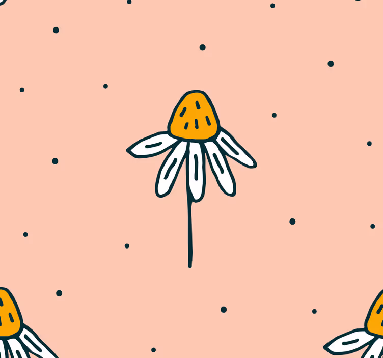 Daisies pattern on pink background wallpaper for the nursery - TenStickers