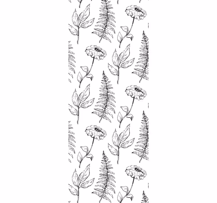 Floral Fern Pattern flowers wallpaper - TenStickers