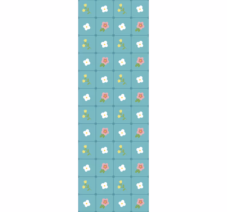 Flowering blue motifs tiles wallpaper - TenStickers
