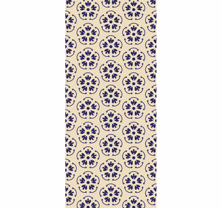 Round blue motifs wallpaper flowery - TenStickers