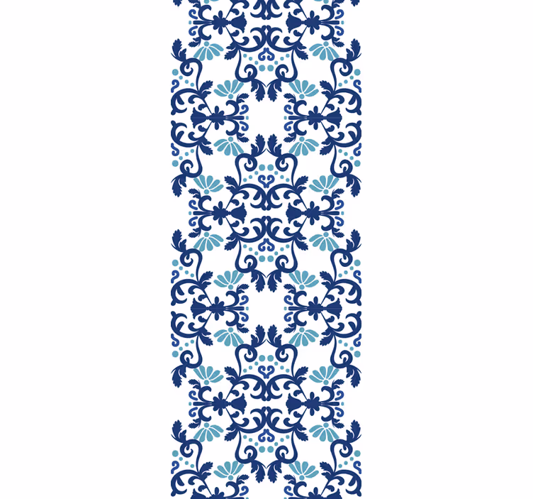 Ornate blue mosaic tiles wallpaper - TenStickers