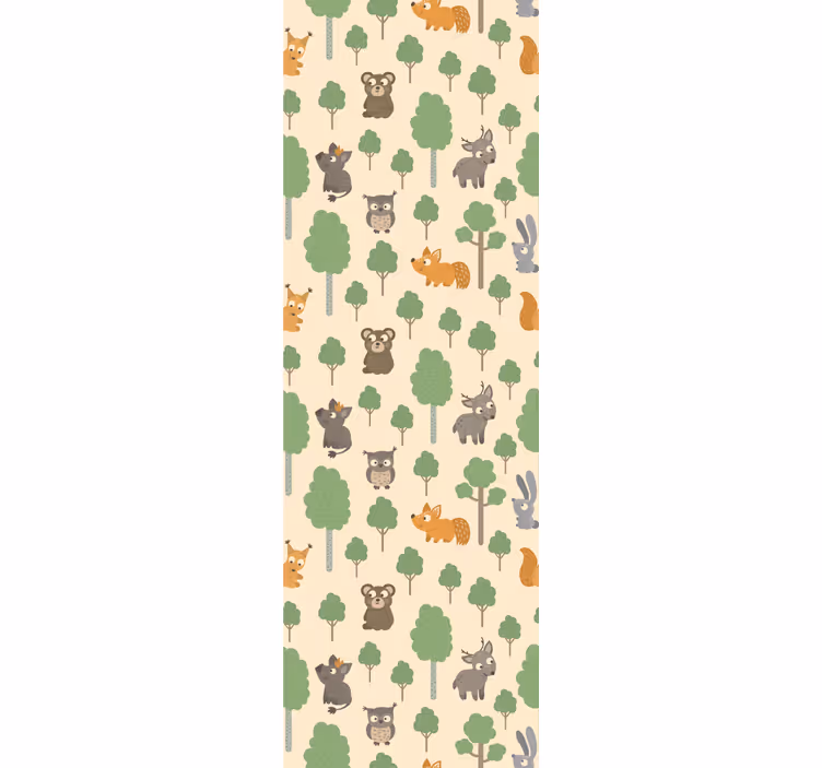 Forest creatures pattern wallpaper childrens room - TenStickers