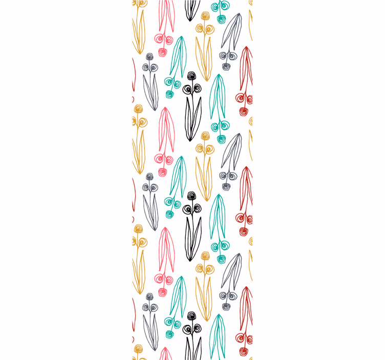Colorful Floral Elements wallpaper flowery - TenStickers