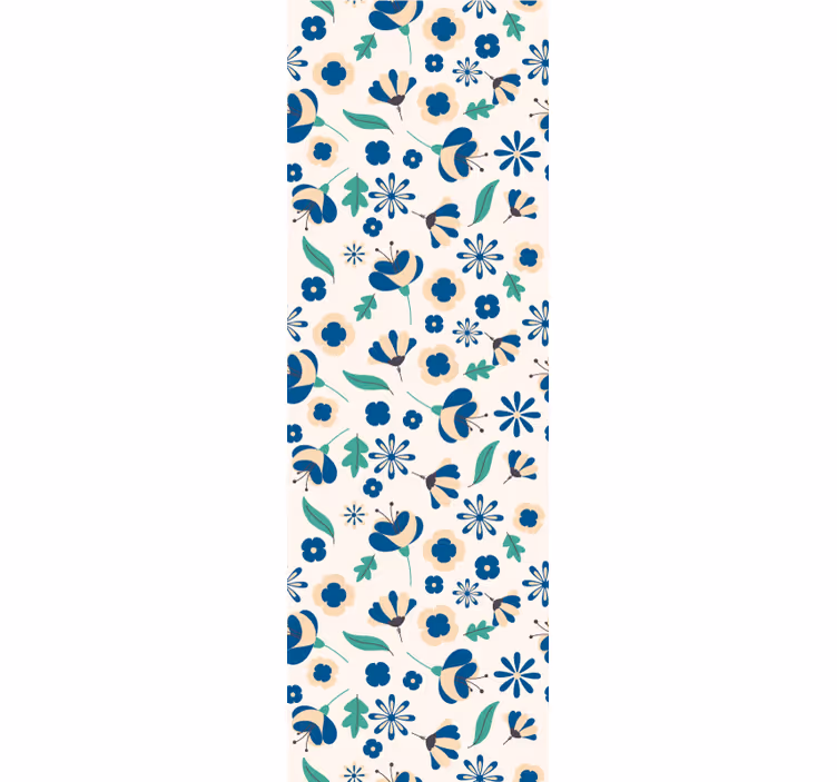 Floral Blue Pattern flowers wallpaper - TenStickers