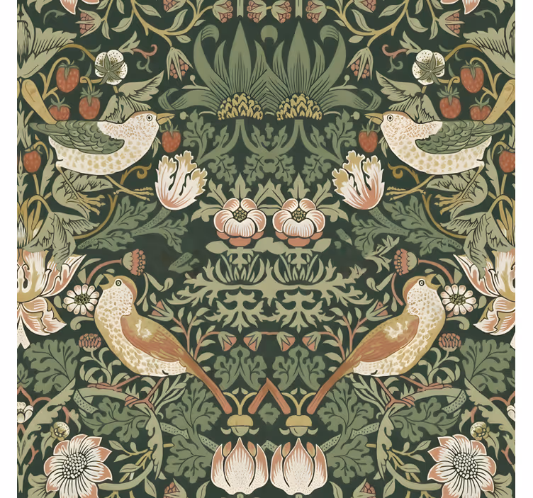 Birds wallpaper morris style bird design - TenStickers
