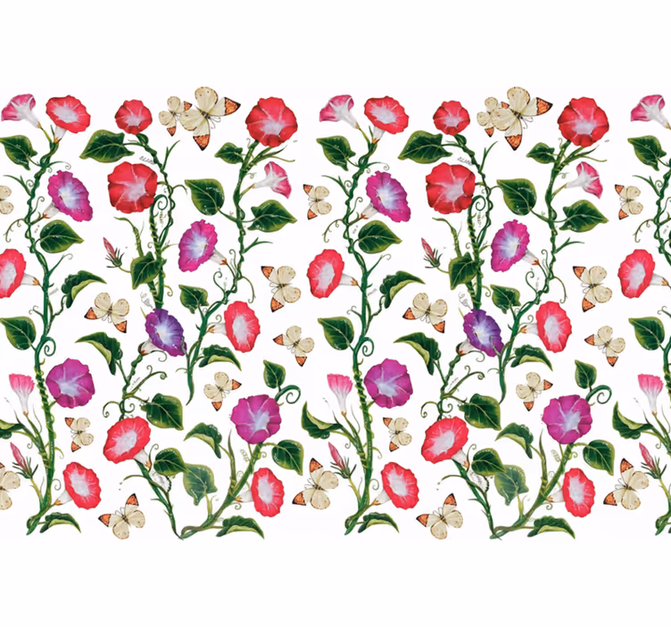 Flowers wallpaper pink and purple trumpet flowers - TenStickers