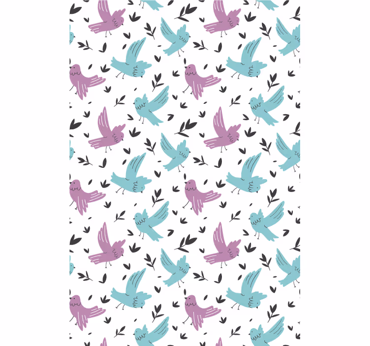 Nature wallpaper featuring blue and purple birds - TenStickers