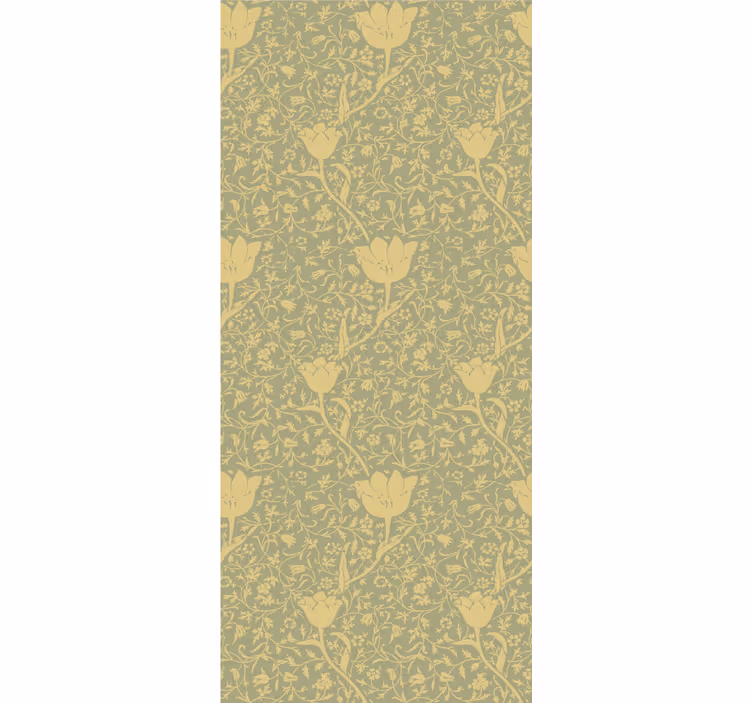 Nature wallpaper with subtle gold and green florals - TenStickers
