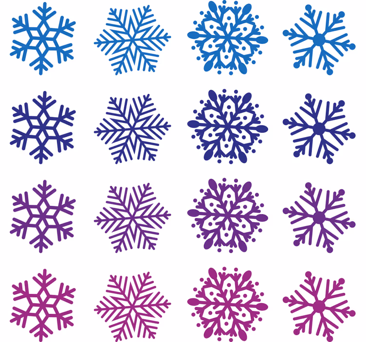 Christmas wallpaper in purple and blue snowflakes - TenStickers