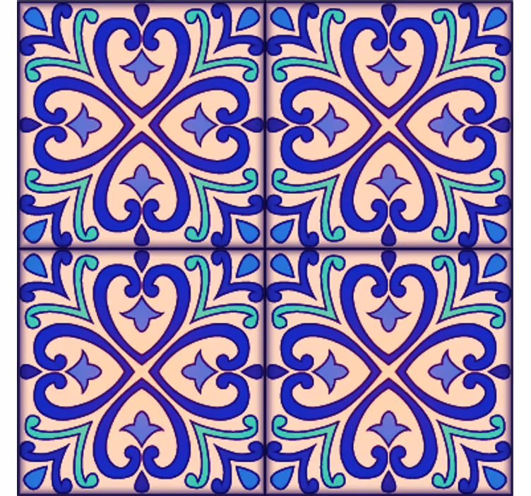 Tiles wallpaper talavera floral design - TenStickers