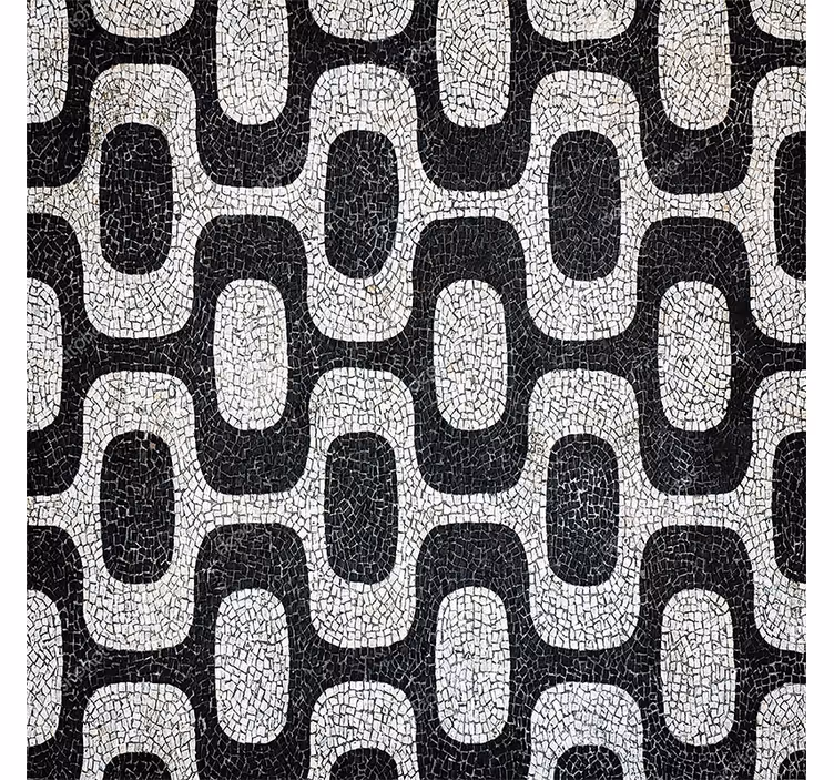 Living room wallpaper inspired by portuguese pavement - TenStickers