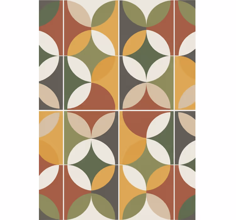Living room wallpaper in earthtone geometric design - TenStickers