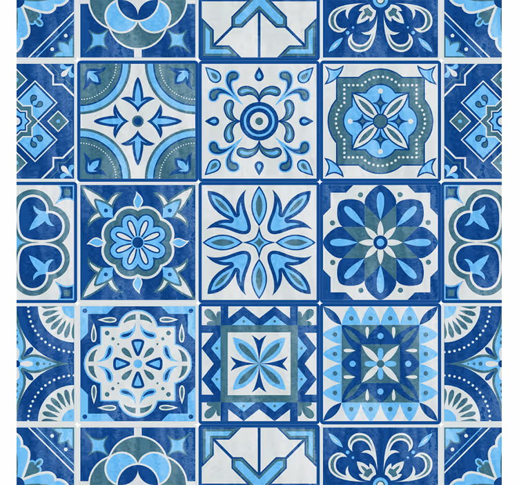Tiles wallpaper talavera blue design - TenStickers
