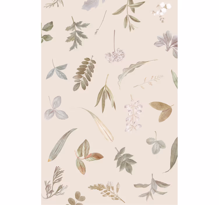 Leaves wallpaper with floral pattern overlay - TenStickers