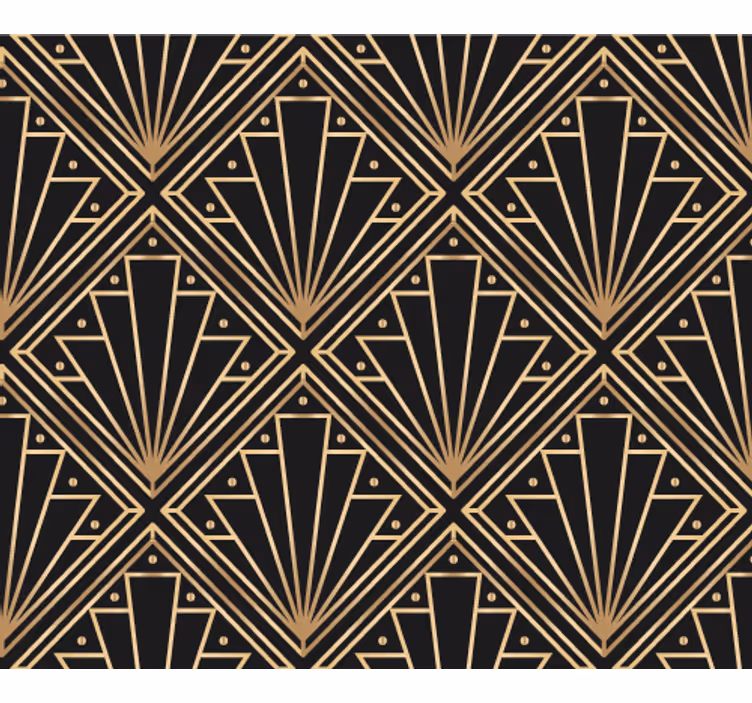 Golden and black deco squared wallpaper patterns - TenStickers