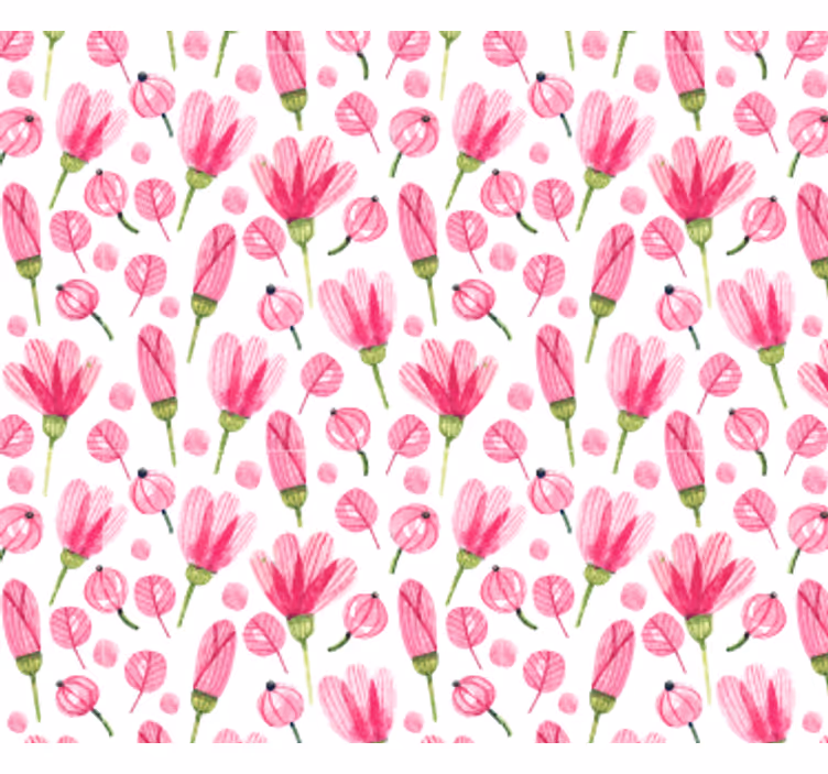Living room wallpaper pink flower pattern - TenStickers