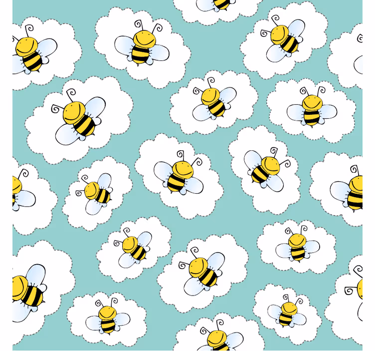 Wallpaper childrens room clouds and bees - TenStickers