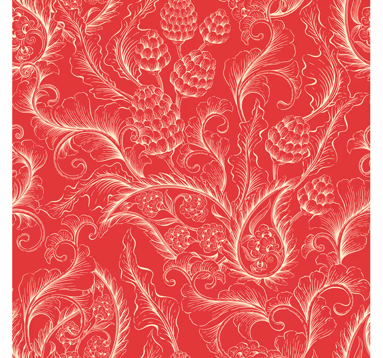Wallpaper flowery red paisley design - TenStickers