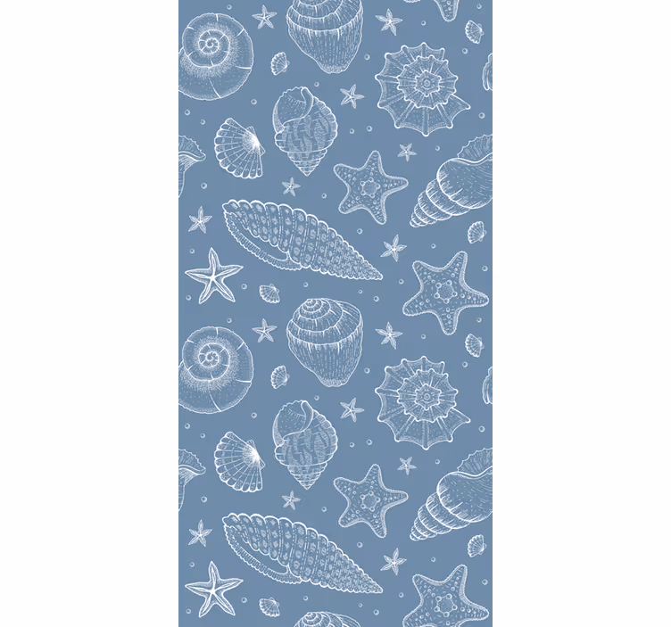 Cute animal wallpaper featuring marine life and seashells - TenStickers