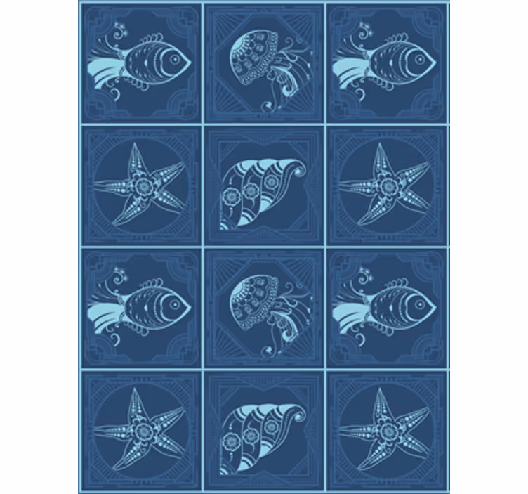 Cute animal wallpaper featuring decorative sea life - TenStickers