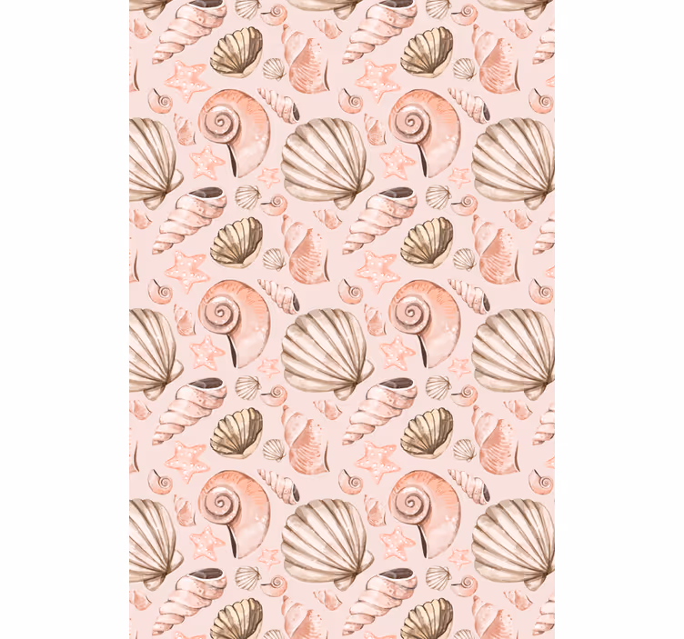 Cute animal wallpaper in pastel seashells - TenStickers