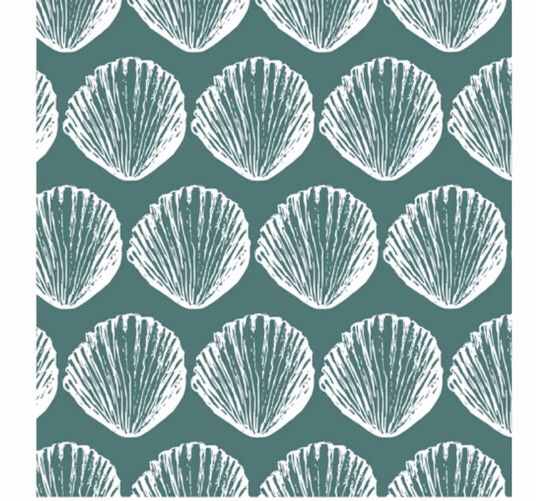 Cute animal wallpaper with retro seashell design - TenStickers