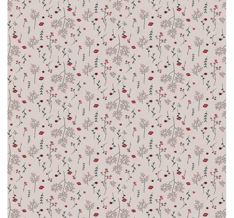 Wallpaper patterns minimalistic red floral design - TenStickers