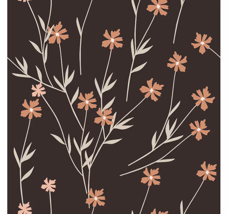 Wallpaper patterns brown floral design - TenStickers