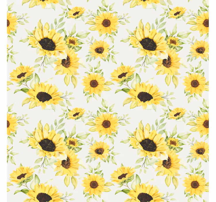 Wallpaper patterns beautiful watercolor sunflower - TenStickers