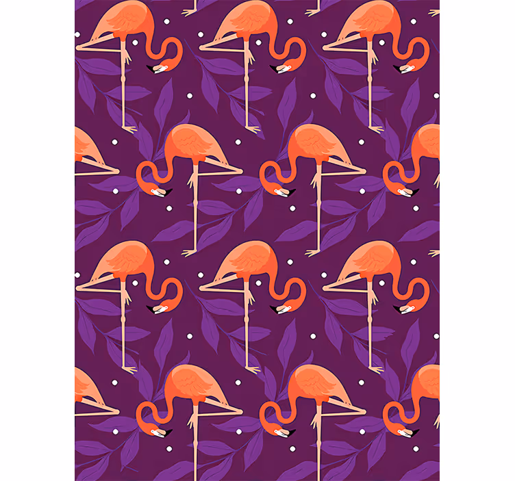 Birds wallpaper featuring pink tropical flamingos - TenStickers