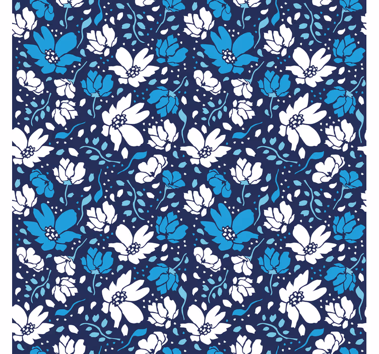 Wallpaper patterns white daisies on blue background - TenStickers