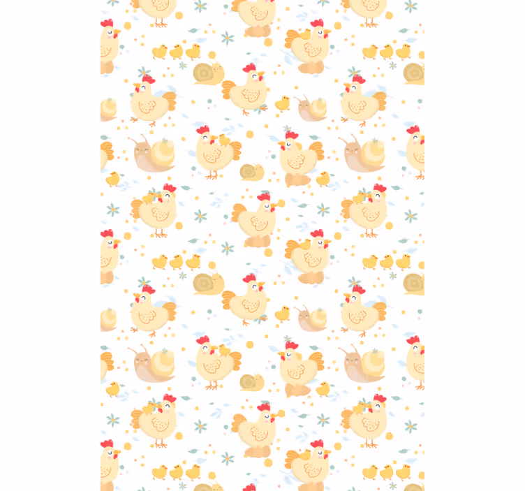 Cute animal wallpaper chickens and snails farm - TenStickers