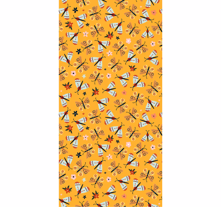 Cute animal wallpaper with hand drawn butterflies - TenStickers
