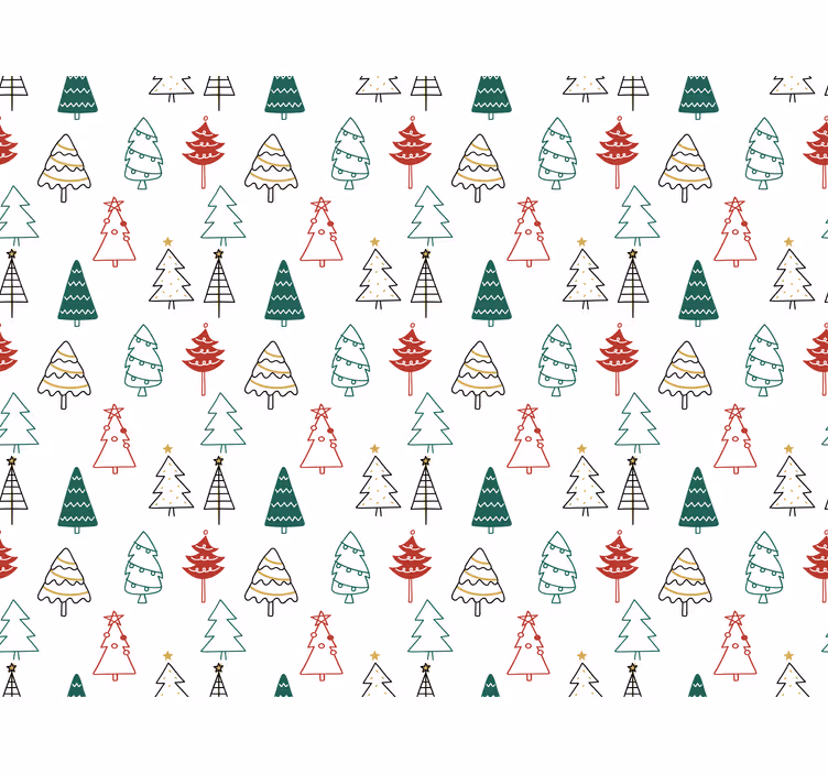 Christmas wallpaper festive trees design - TenStickers