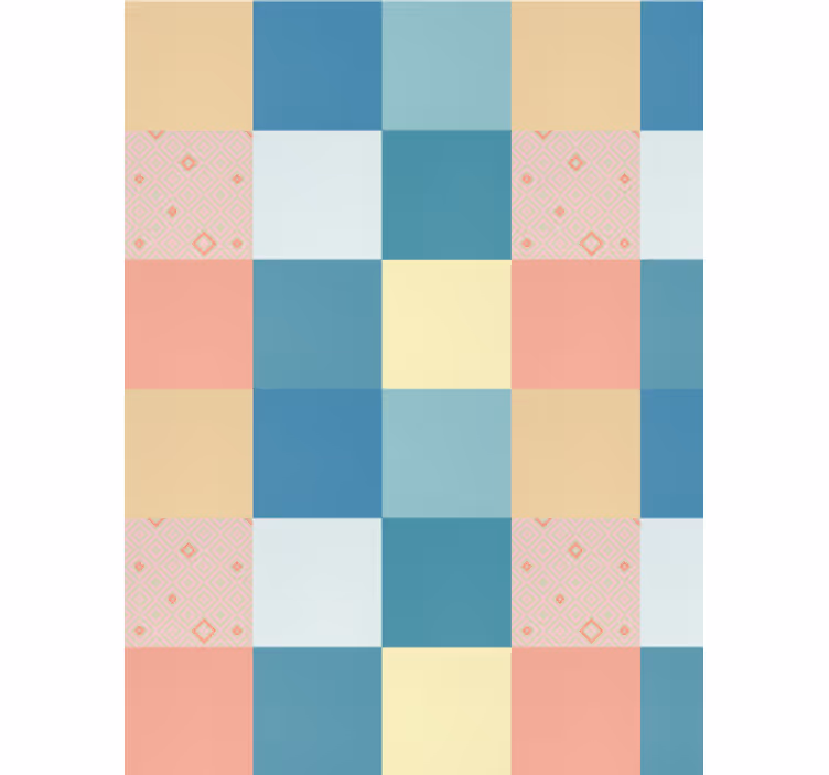 Dining room wallpaper in vibrant retro patchwork - TenStickers