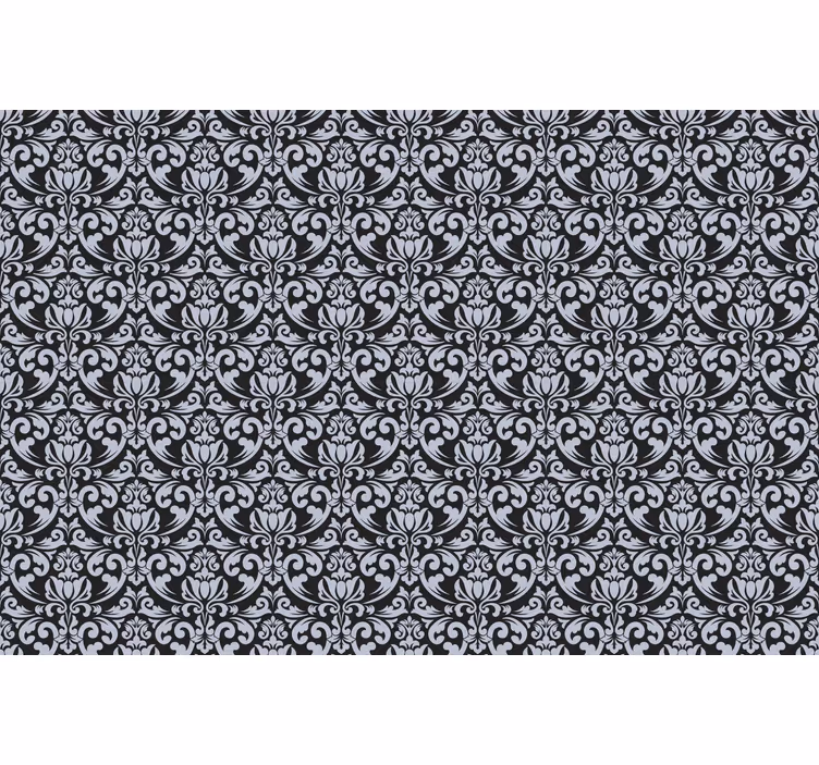 Tiles wallpaper gray and black baroque mosaic design - TenStickers