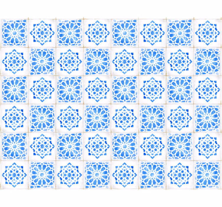 Tiles wallpaper intricate blue designs - TenStickers