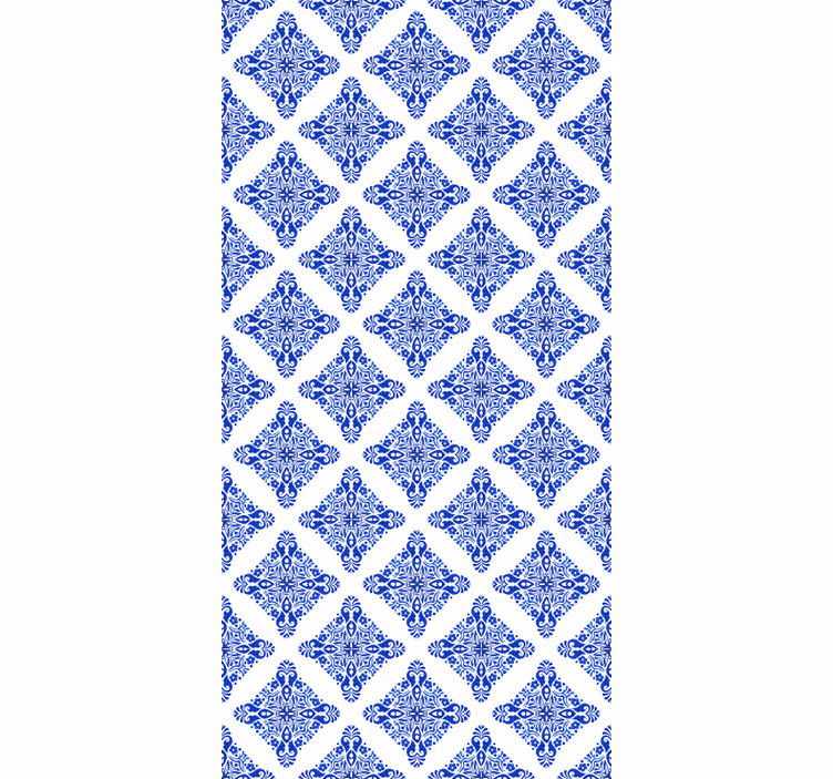 Patterned blue tiles wallpaper - TenStickers